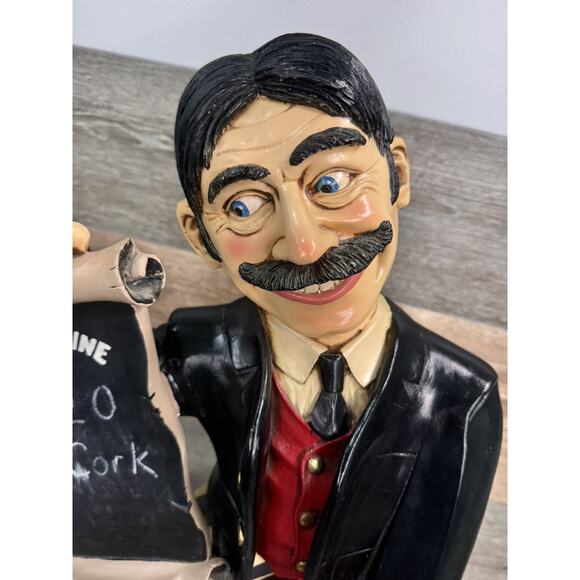 Peter Mook Signed Waiter Wine Holder Restaurant Style Statue 18” Tall - Picture 6 of 15
